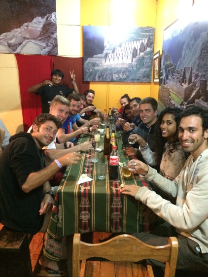 Tour group pisco shots! (Santa Theresa, Peru)