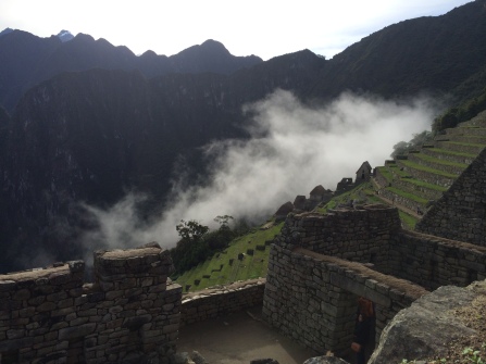 Mist rising over the ruins. (Machu Picchu, Peru)