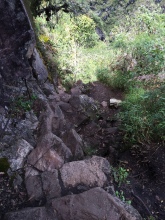 The rocky path straight up the mountain. (Huaynapicchu, Peru)